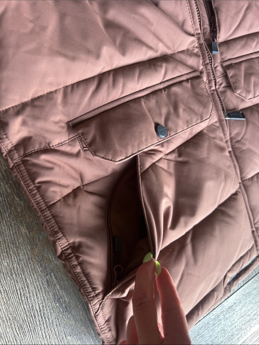 Carhartt Rain Defender Insulated Jacket Women’s Medium Nutmeg Sherpa Hood - Picture 8 of 16